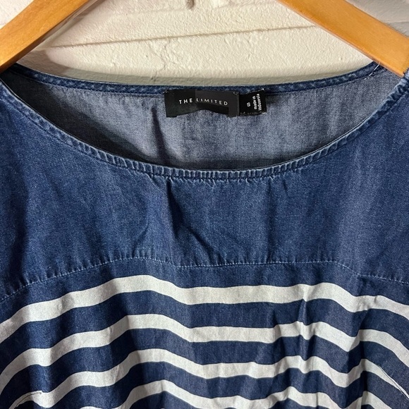 The Limited Chambray Striped Gold Button Cotton Blouse, Women’s Size Small - Picture 7 of 9